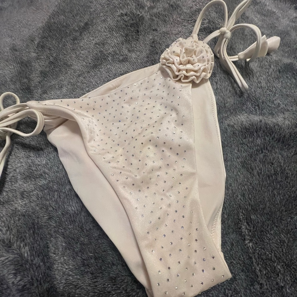 Victoria Secret Cream Bikini Bottom with Rhinestones